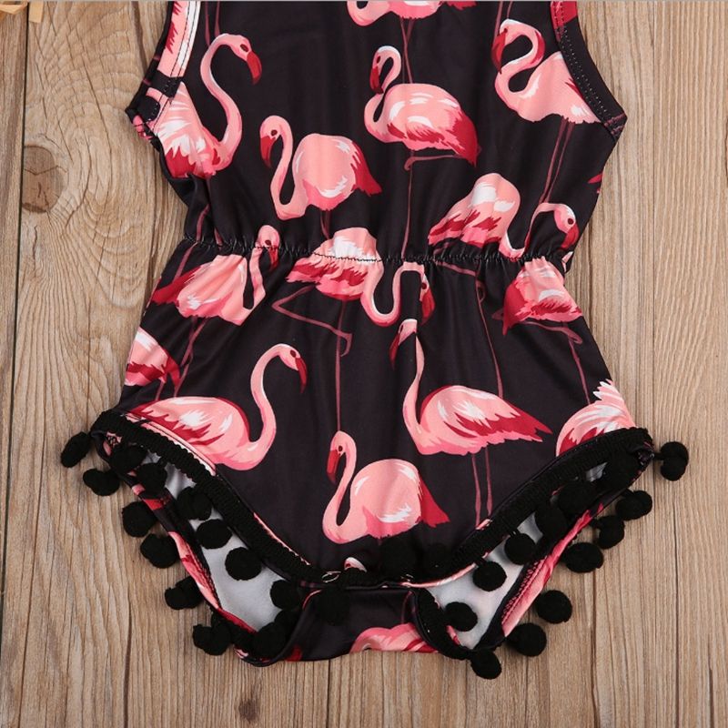 Compra Ropa De Bebé Niña Flamingo Impreso Mamelucos Para Niños Pequeños 2  Unids Conjuntos Sin Mangas Del Mono Del Bebé De La Borla Recién Nacido Ropa  De Escalada YW4063 Barato | Entrega
