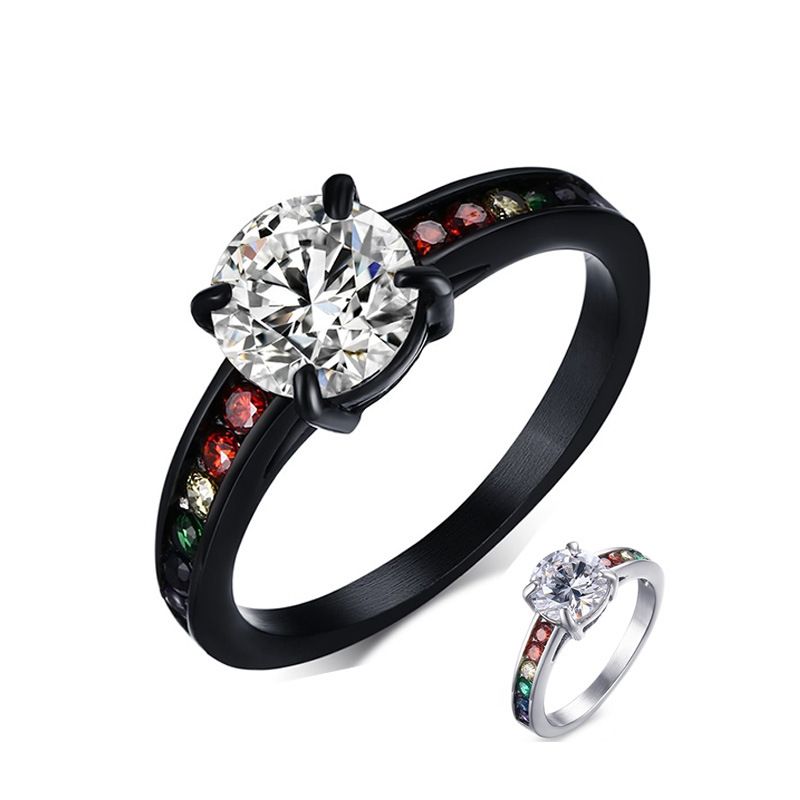 Compra Pareja Diamante Anillo Negro Plata Color Moda Arco Iris Anillos  Acero Inoxidable Anillo Para Hombre LGBTQ Accesorios Bisexuales Joyería De  Moda Barato | Entrega Rápida Y Calidad | Es.Dhgate