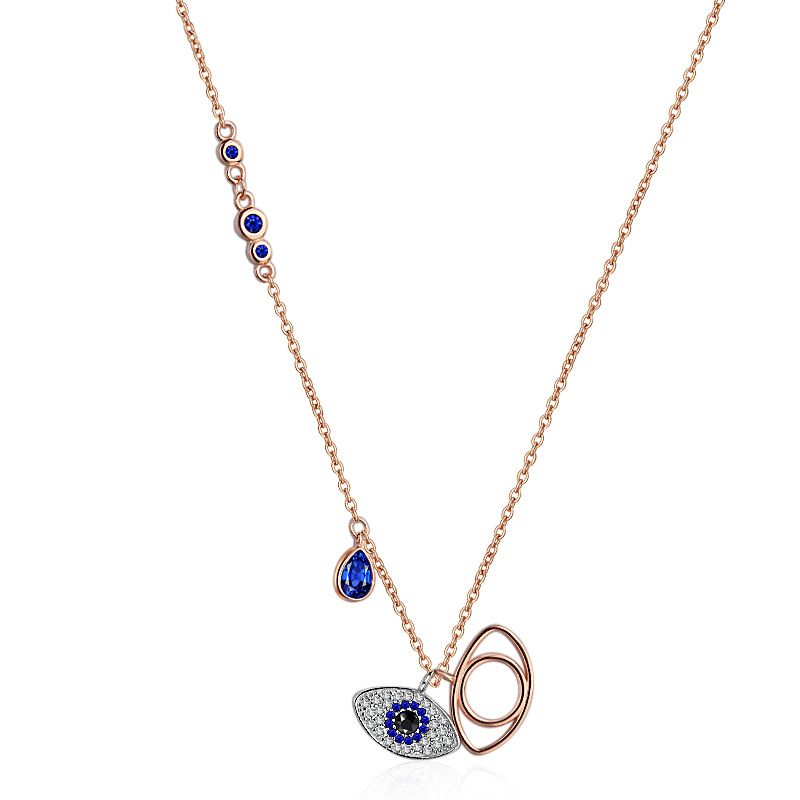 NEW Blue Evil Eye Pendant Charm Silver Necklace Chain Women Fashion Jewelry Gift