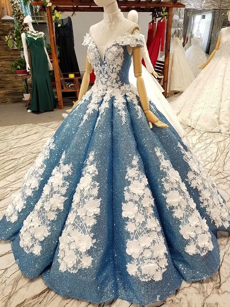 Compra Fascinante Vestido De Bola Fascinante Vestidos De Quinceañera  Vestidos De Lentejuelas Con Llaves Brillantes Flores Hechas A Mano Off  Hombro Longitud De Piso Pago Nupcial Vestidos Barato | Entrega Rápida Y