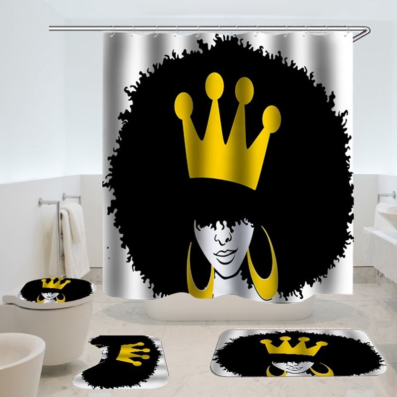 2020 African Shower Curtain Sets Waterproof Sexy African American Shower Curtain And Bath Rug Mat Set Bathroom Crown Shower Curtain Y200511 From Gou09 20 34 Dhgate Com