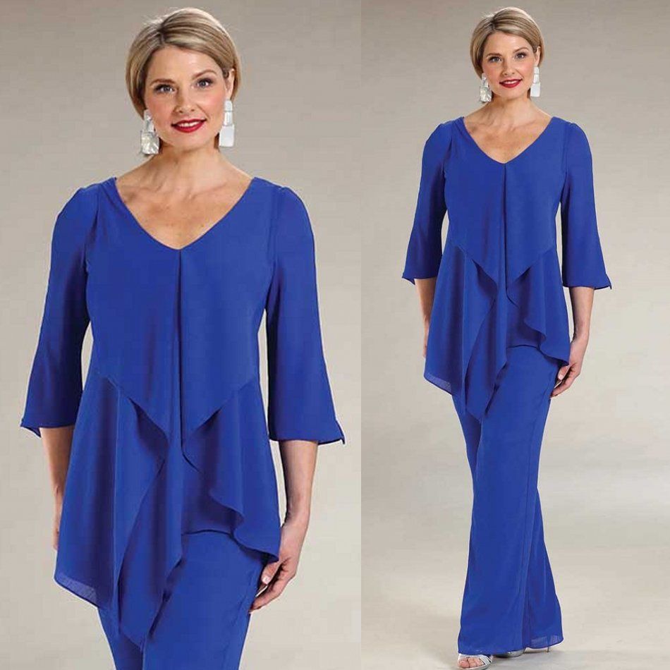 2020 Ursula Royal Blue Mother Of The Bride Pant Suits