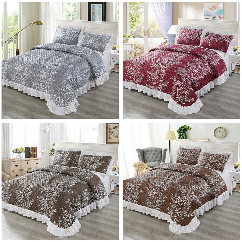 2020 Branch Design Quilt Set Bedspread Coverlet Pillow Sham Summer