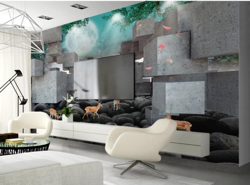 Modern Living Room Wallpapers 3d Cube Sika Deer Embossed Tv Background Wall Paper Naruto Wallpaper Natural Wallpapers From Catherine198809100 5 97 Dhgate Com