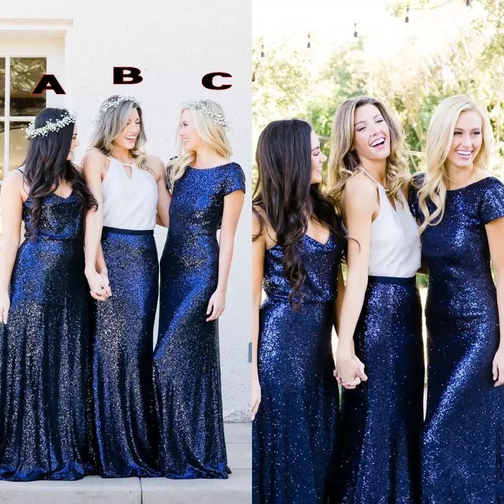 navy blue sequin bridesmaid dress