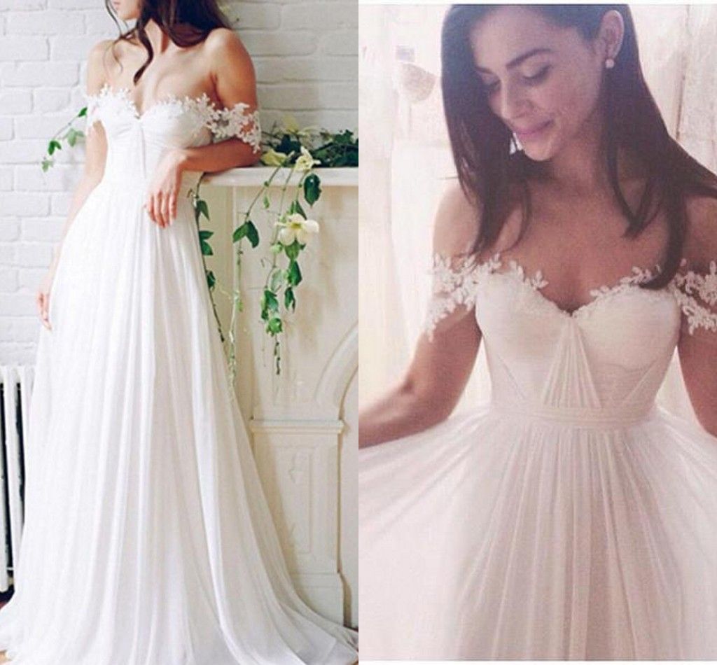 off the shoulder beach wedding dresses