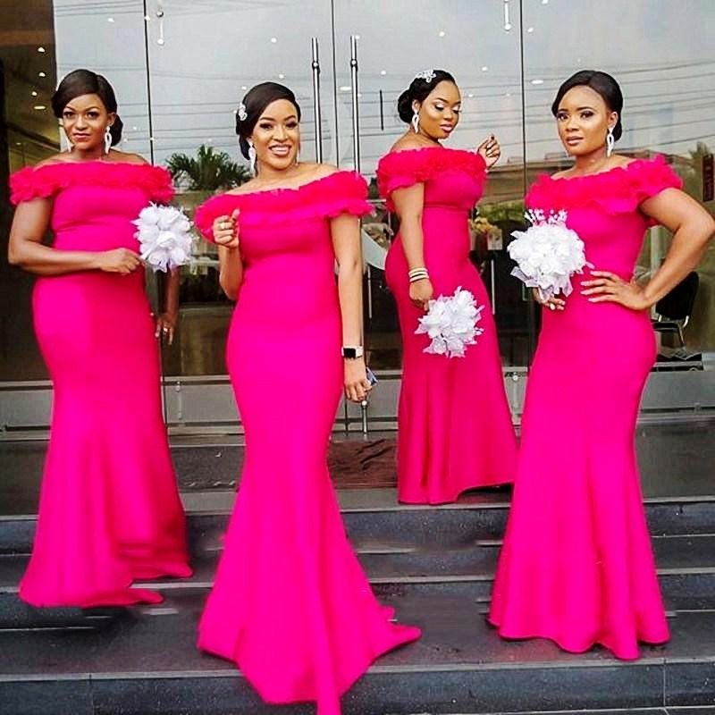 Hot Pink Mermaid Bridesmaid Dresses 