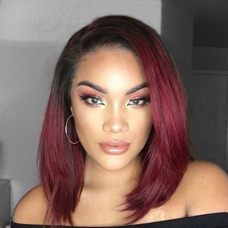 Ombre Burgundy 1bt99j Human Hair Bob Wigs Brazilian Remy Hair