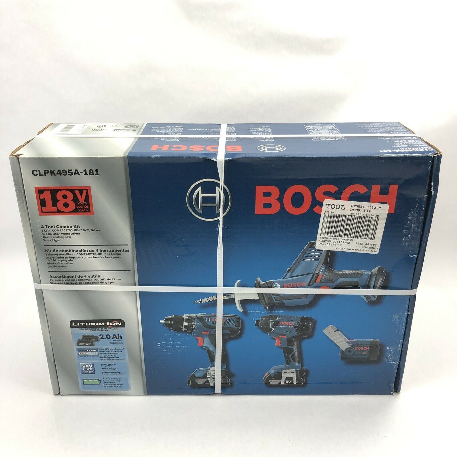 2019 Bosch Compact Tough 4 Tool 18 Volt Lithium Ion Cordless Combo