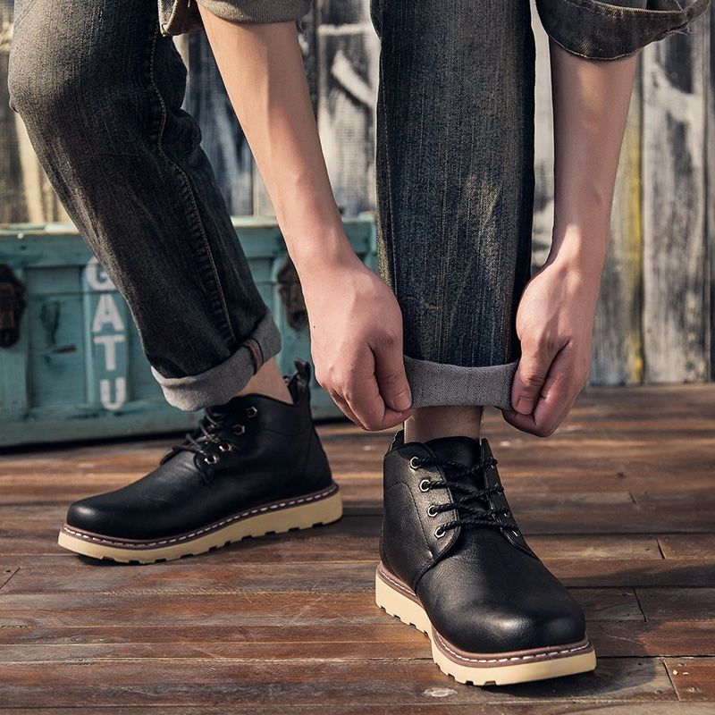 Mens Casual Oxfords Shoes Ankle Boots Waterproof Martin Boots Work