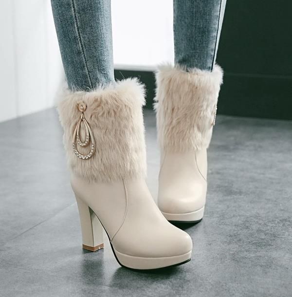 beige thick heel shoes