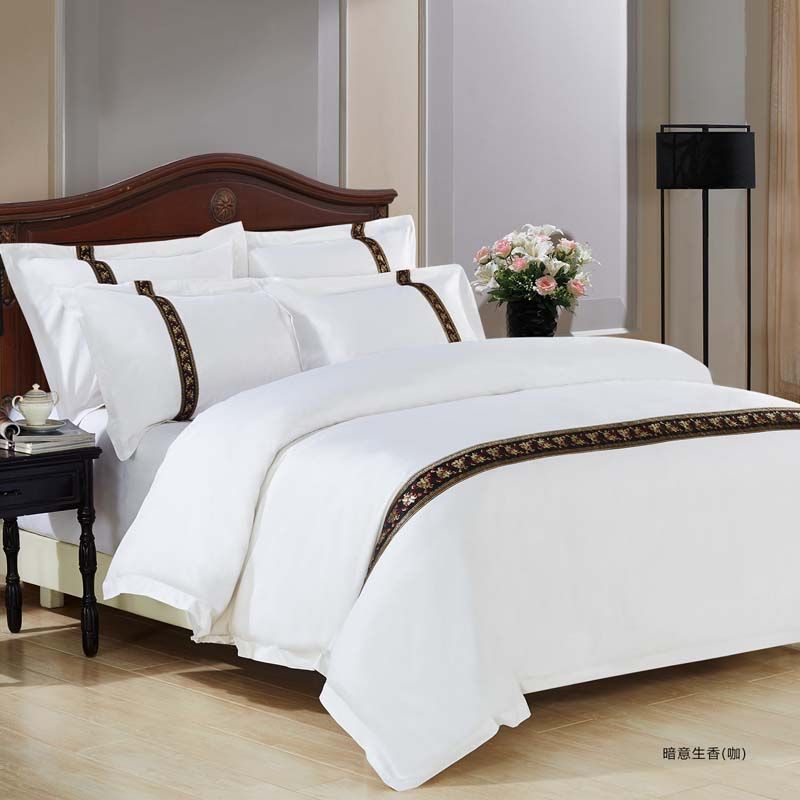 100 Cotton Home Hotel Bedding Set Swhite Luxury Satin Strip Bed