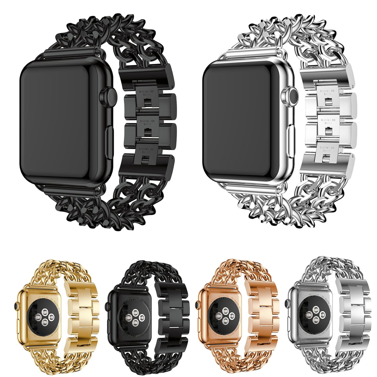 Acquistare Bracciale A Maglie In Acciaio Inossidabile Apple Watch IWatch  Series 1 2 3 4 Cinturino A Catena In Metallo 44mm 40mm 42mm 38mm Cinturino  Cinturino Economico | Consegna Veloce E Qualità | It.Dhgate