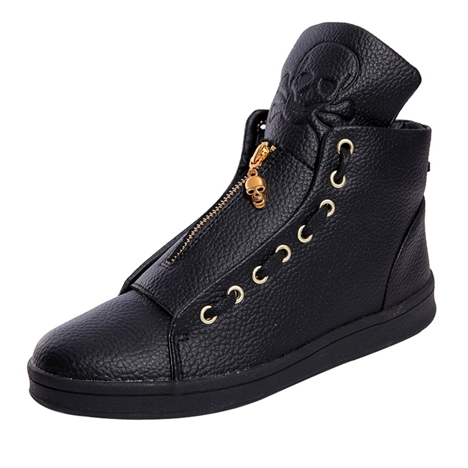 mens leather hi top trainers