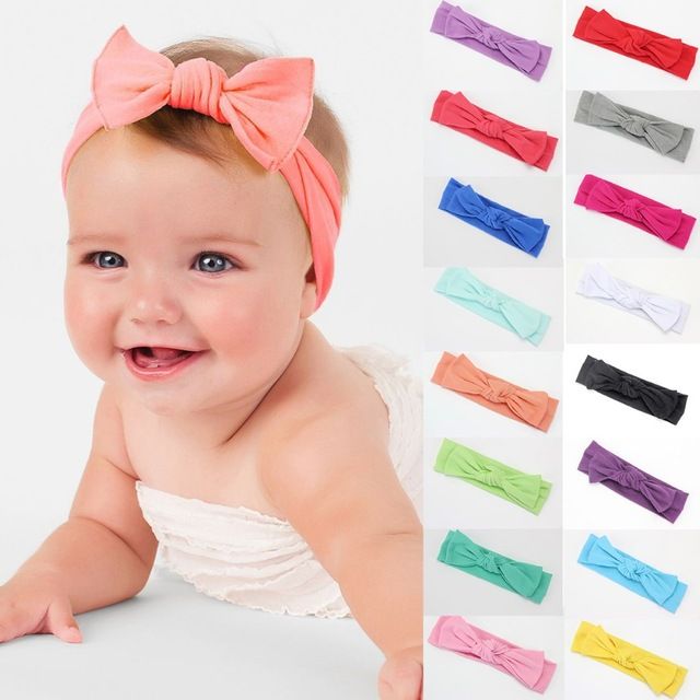 Baby Cotone Coniglio Fascia Per Neonato Fascia per Capelli Elastica Bowknot ragazze con fiocco-Knot BSR 