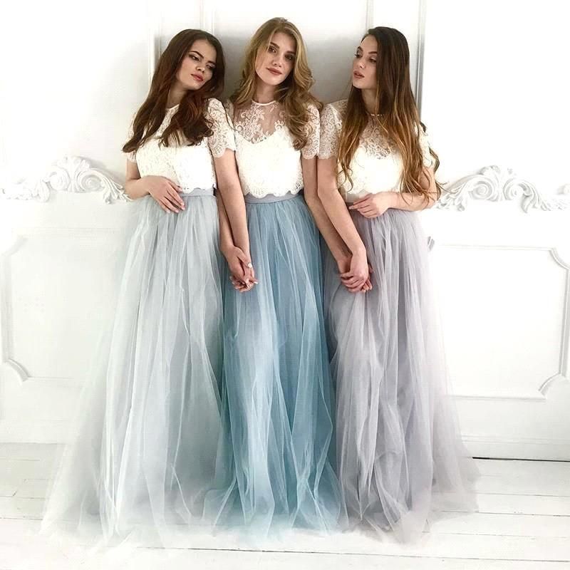 blue boho bridesmaid dress