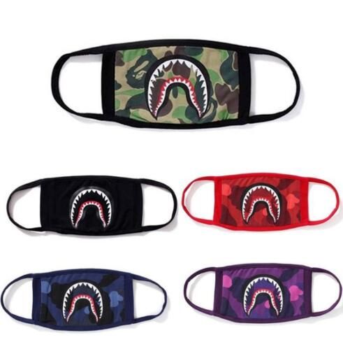 2020 Luxury Bathing Ape Face Mask Designer Camo Shark Mouth Muffle