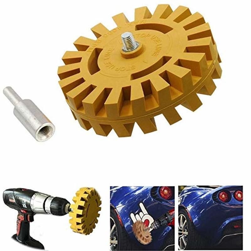 Car Decal Remover Rubber Eraser Wheel Tool Kit Pneumatic Degumming Disc 4 inch Rubber Power Drill Attachment For Removing Pinstripes