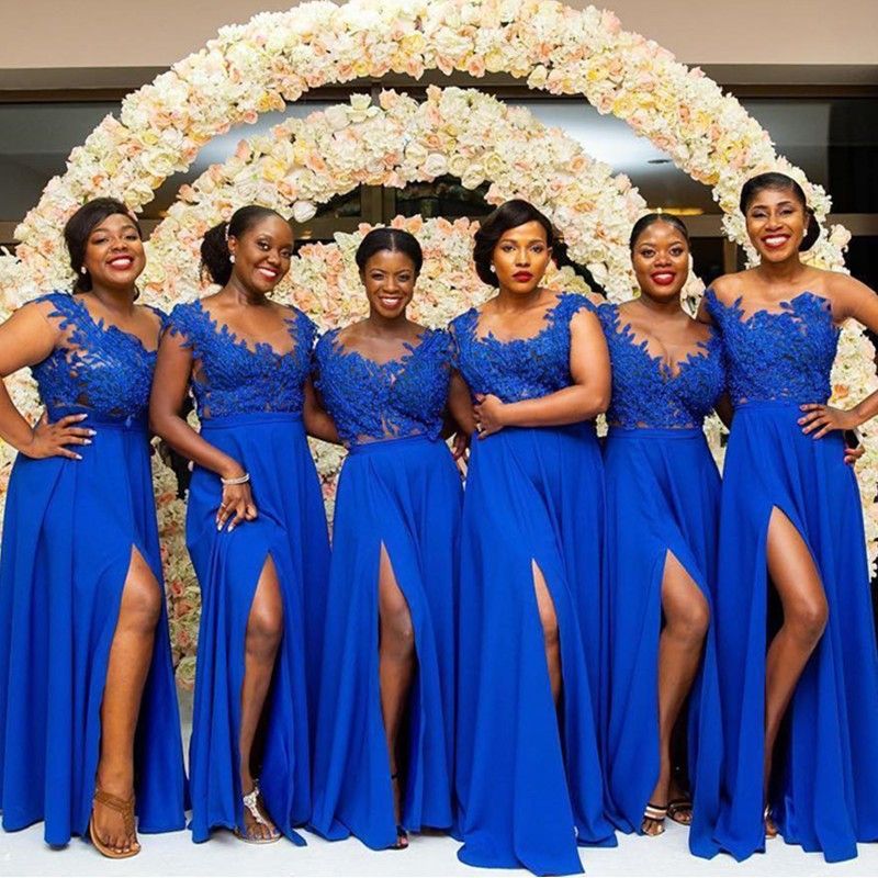 royal blue and fuchsia bridesmaid dresses