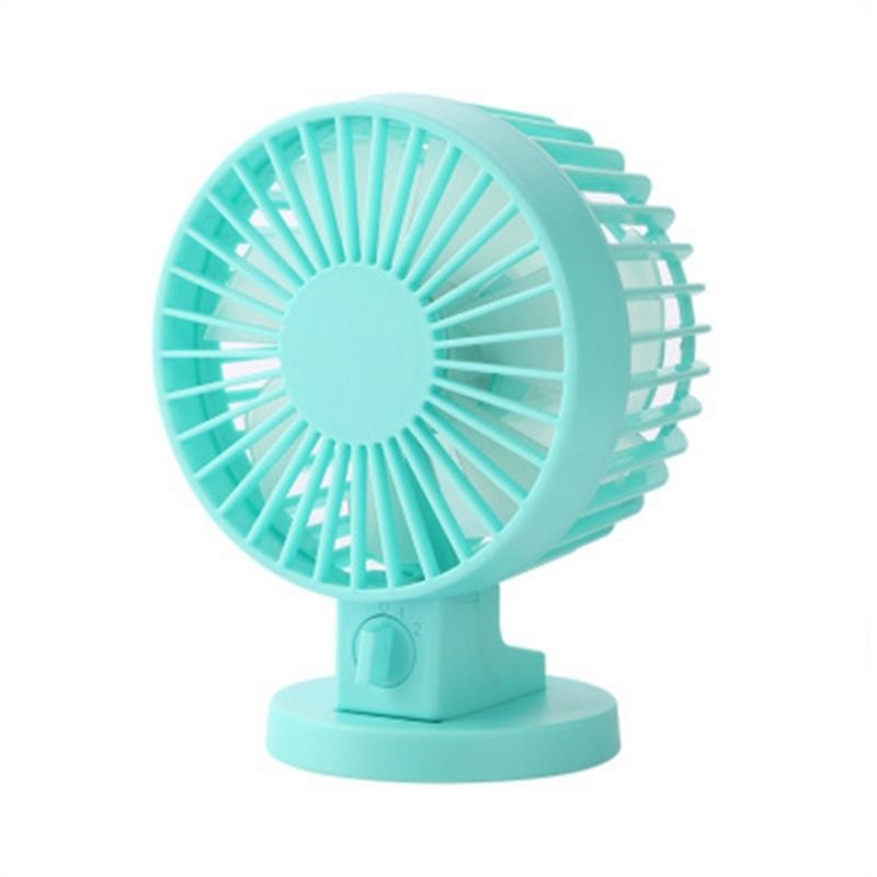 Color : Blue Air Cooler Handheld USB Fan Shaking Head Table Fan Portable Personal Fan Mini Silent Four-Leaf Mini Fan