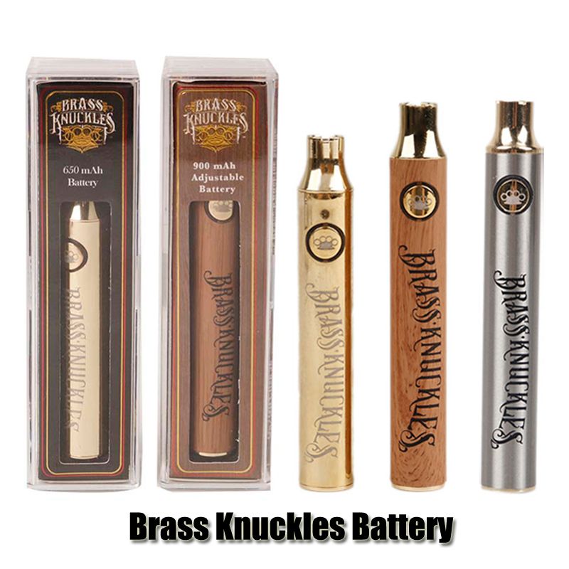 Brass Knuckles Battery 650mAh Good 900mAh Wood SS Vape Pen Preheat VV