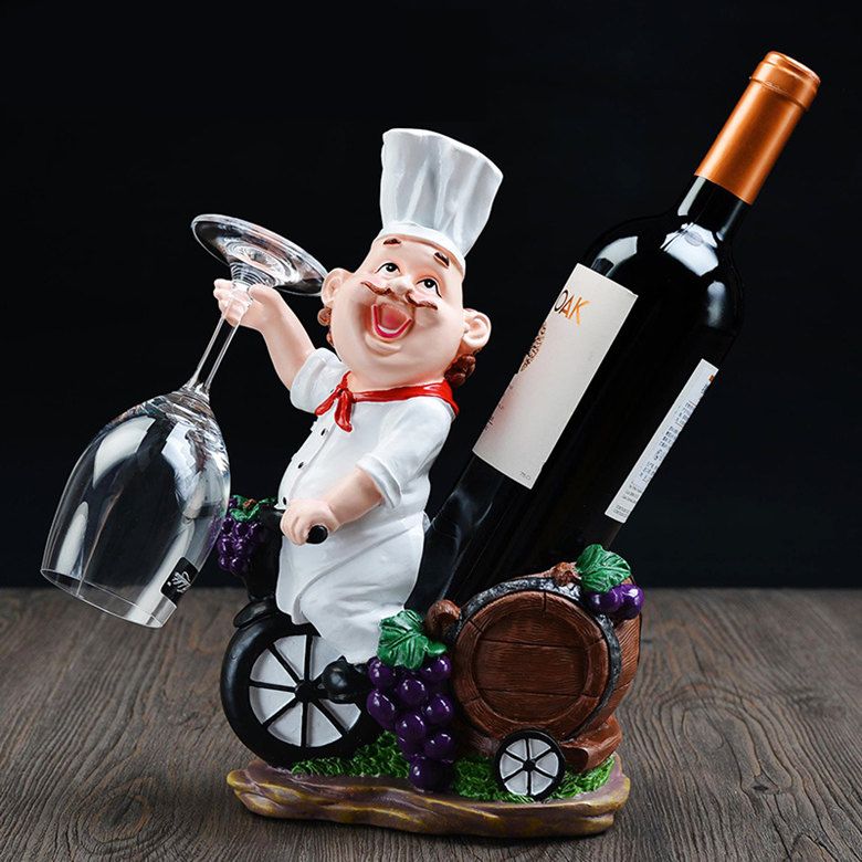 Resin Chef Wine Rack Wine Bottle Holder Home Wine Ornaments Shelf