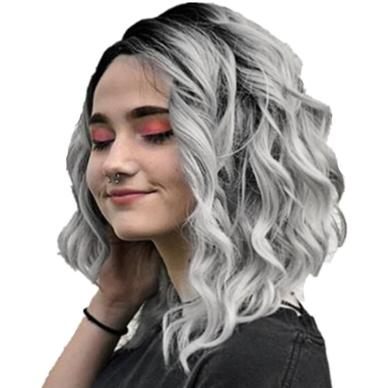 Hot Sale Female Short Hair Black Grey Long Curly Hair Fluffy Hair Wig Rose Intranet Synthetic Wig Men Wigs Ladies Wigs From Evafengl 54 47