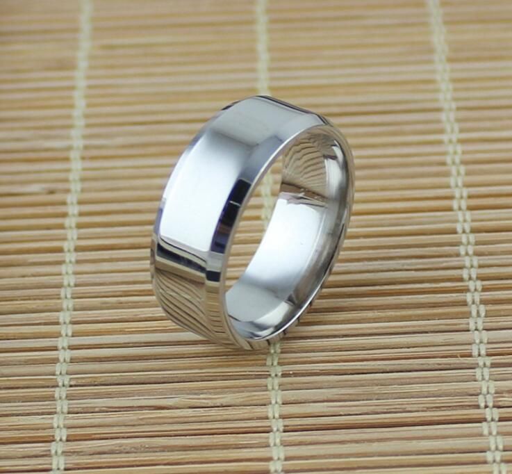 Herren Schwarze Titan Edelstahl Ring 8MM Hochzeit Verlobung Jahrestag Ehering