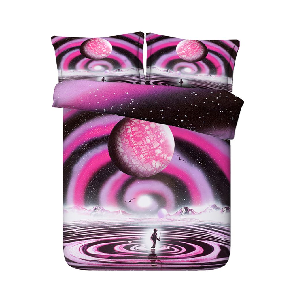 2019 3d Geometric Waves Galaxy Print Duvet Cover With Pillowcase