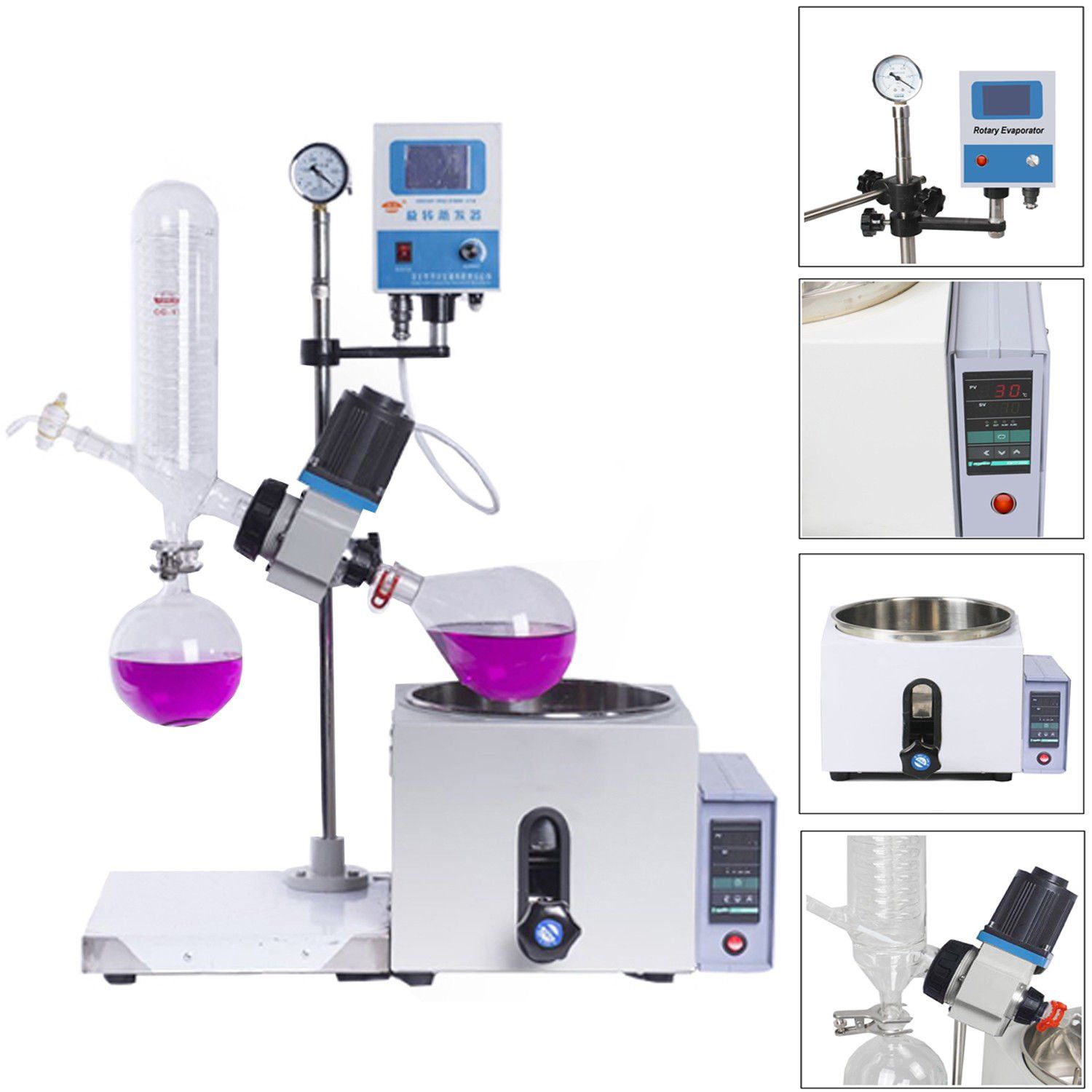 2021 2L Rotary Evaporator Manual Lifting Rotavapor With LCD Screen 5