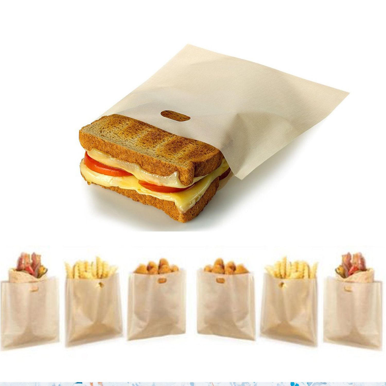 LAQI 4 Piezas de Bolsas de tostadora antiadherentes Reutilizables y Resistentes al Calor para s/ándwiches Pasteles rebanadas de Pizza