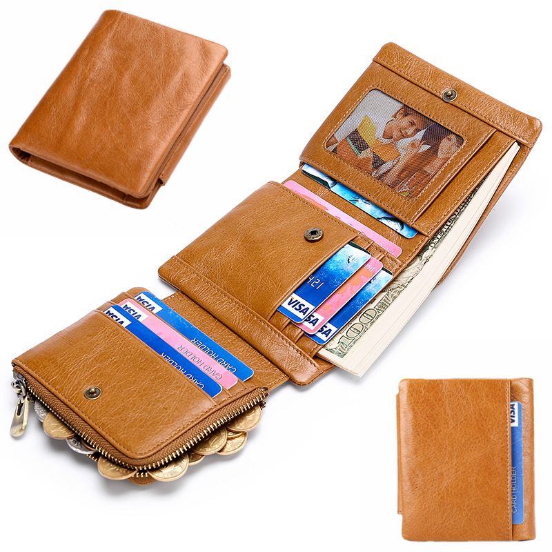 Vintage Men Leather Trifold Wallet Casual Coin Purse Credit Card Holder Clutch