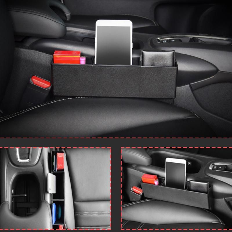 Leather Car Seat Crevice Storage Box Multi Purpose Auto Gap Leather Car Seat Crevice Storage Box