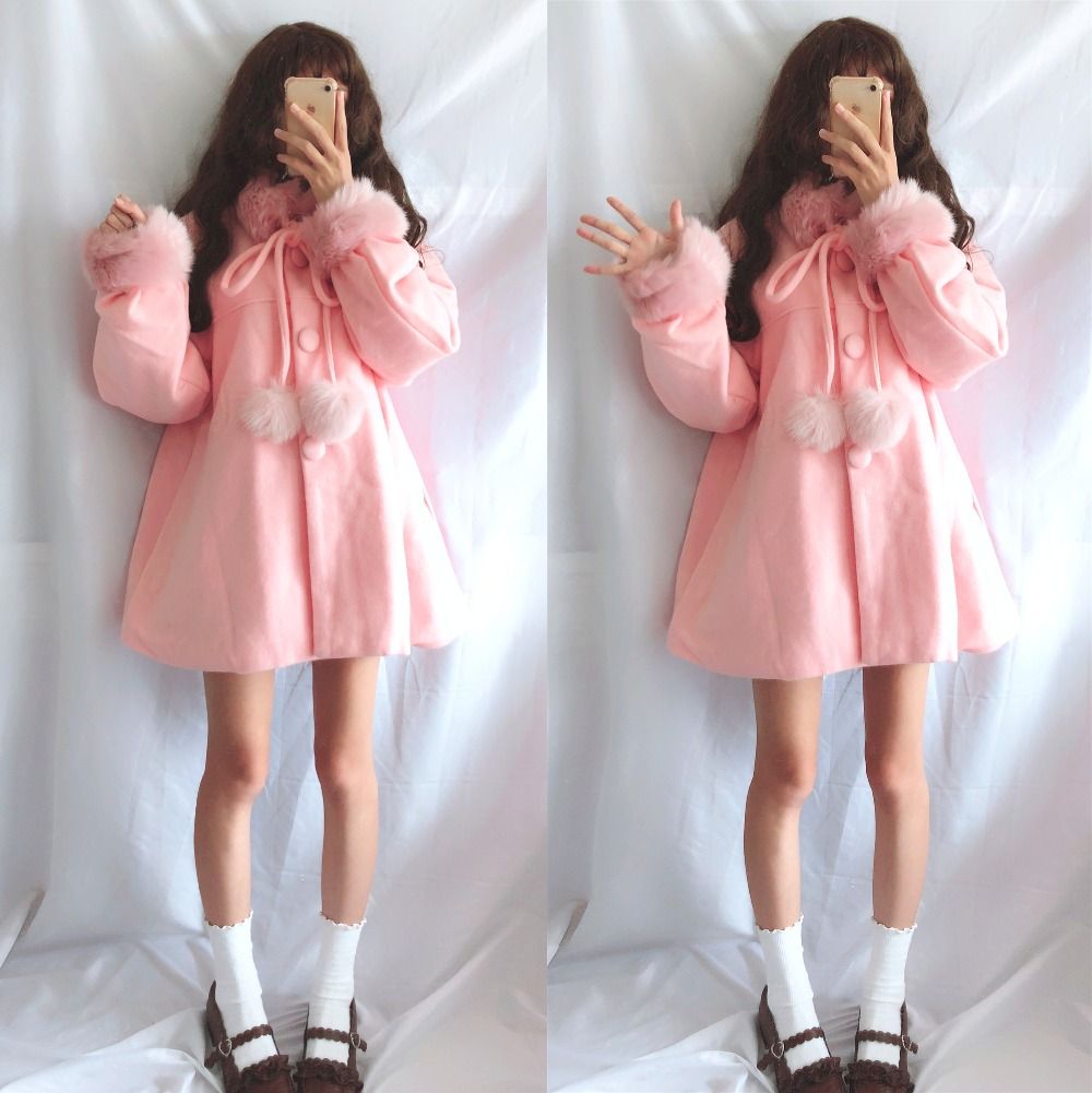 2019 Winter Japanese Retro Sweet Cute Soft Girl Girl Lolita Long Thick Casual Fashion Temperament Faux Fur Coat Female From Wochanmei, $78.69