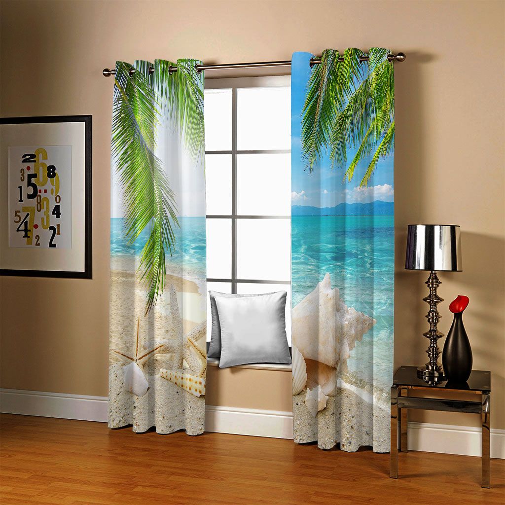 Details about   Starfish Window Curtain Blue Sky Beach 3D Curtains Living Room Kitchen Drapes 