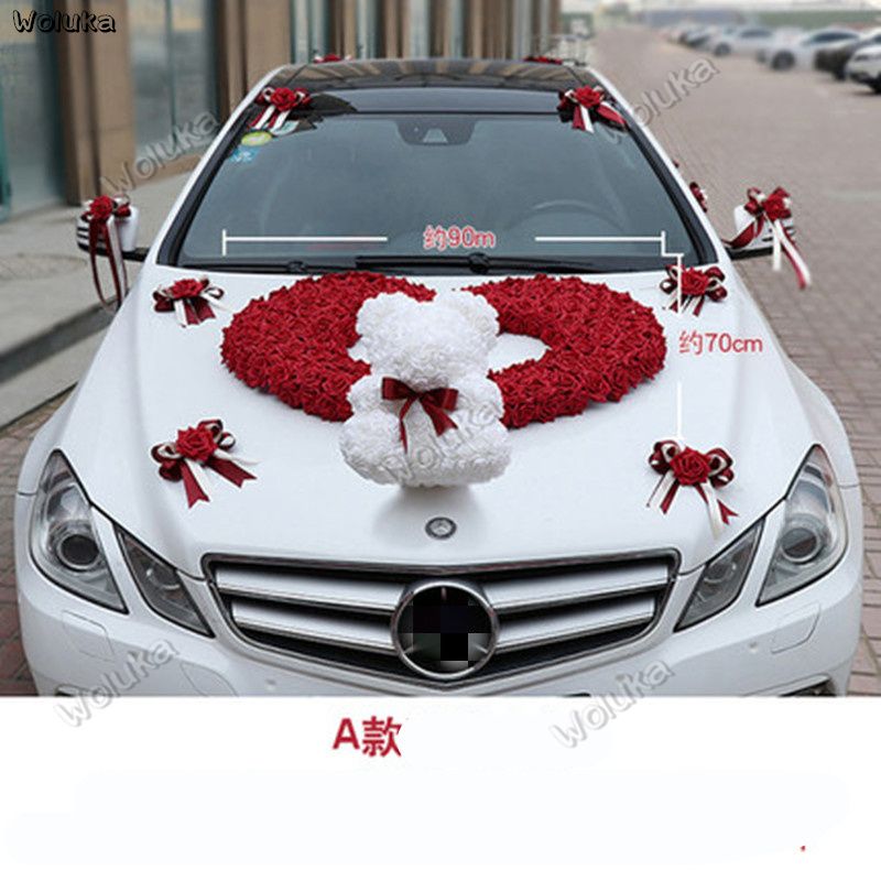 PE rose bear master wedding car decoration set knot wedding car team  decoration bear marriage room layout CD50 Q03