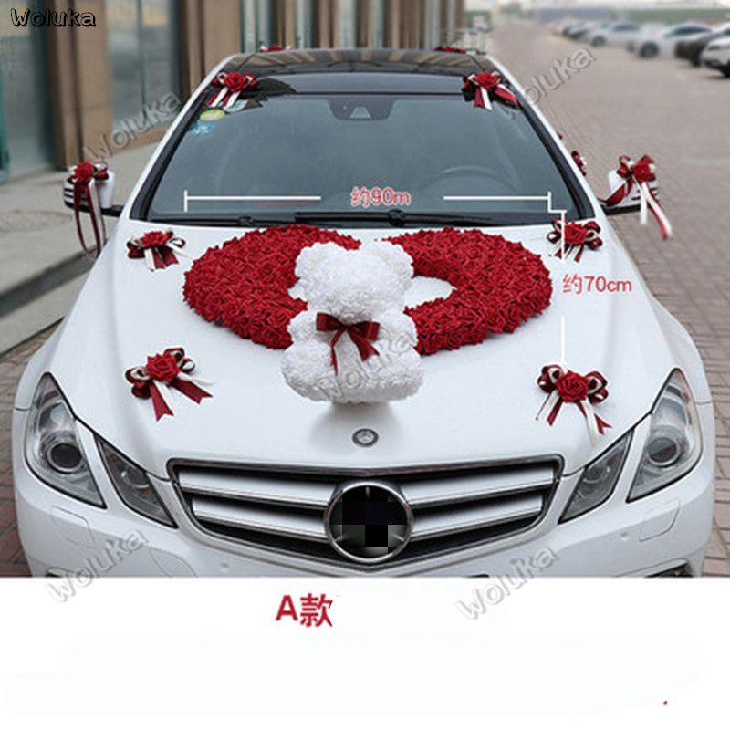 PE rose bear master wedding car decoration set knot wedding car team decoration bear marriage room layout CD50 Q03 PE rose bear master wedding car decoration set knot wedding car team decoration bear marriage room layout CD50 Q03