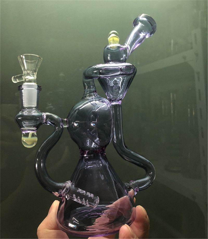 2020 New Purple Beaker Glass Bong Hookah Vapor Showerhead Perc Inline