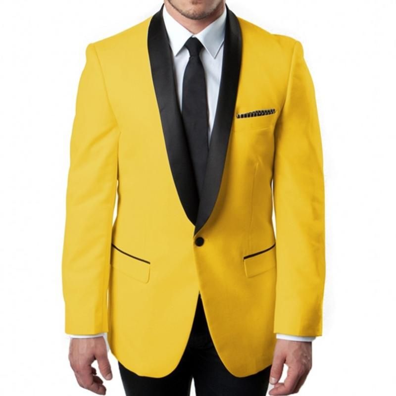 Acquistare Abiti Da Uomo Blazers Su Misura Da Uomo Giallo E Nero Groom  Smokys Smoking Scialle Risvolto Groomsmen 2 Pezzi Uomo Da Sposa Giacca +  Pantaloni + Cravatta D10 Economico | Consegna