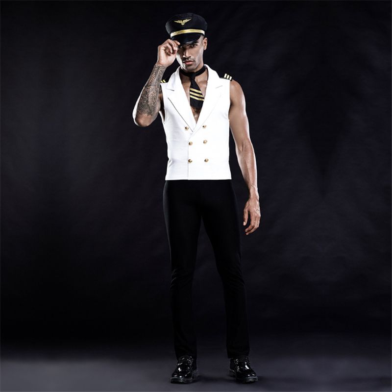 Marinero atractivo edad Hombres de Halloween capitán del traje atractivo  erótico blanco delgado marinero uniformes trajes de Carnaval Festival de  hombre a hombre