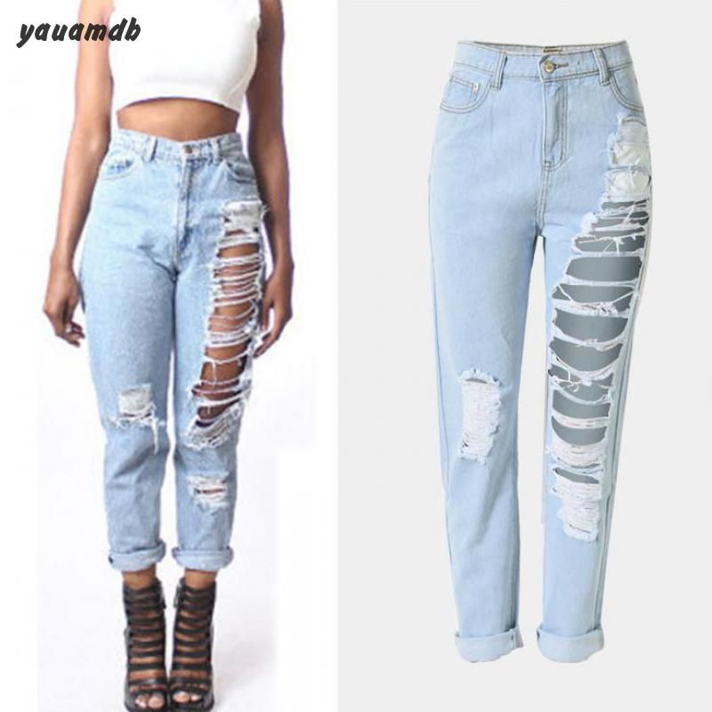 Compra Jeans De Mujer Tamaño XS 3XL Mujer Denim Primavera / Verano  Pantalones Sueltos Feliz Pantalones Agujeros De Lápiz Romificado Agujeros  Y72 Barato | Entrega Rápida Y Calidad | Es.Dhgate