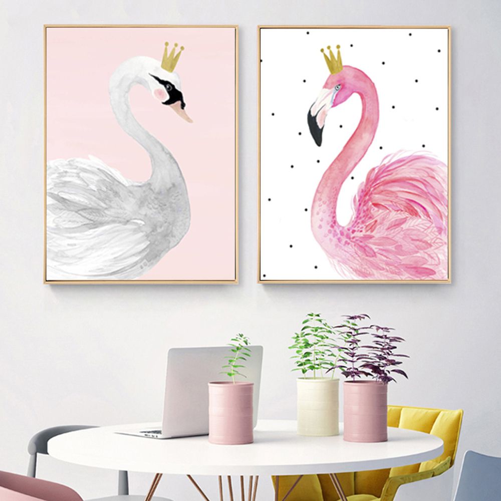 Canvas Painting Pink Flamingo Bird Wall Art Watercolor Swan Posters And Prints Nursery Pictures For Living Room Decor Unframed From Cccofficialstore 3 53 Dhgate Com
