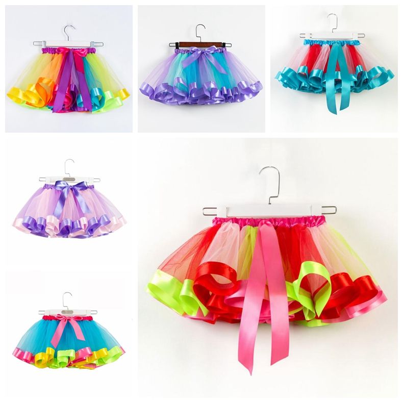 girls rainbow tulle skirt