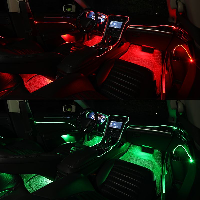 2021 Car Ambient Light Colorful EL Neon LED Light Strips Multiple Modes
