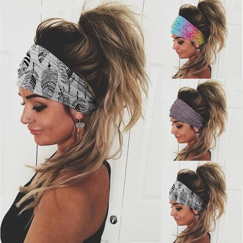Leaf Printing Elastic Wide Headbands Sports Yoga Make Up Hair Band For Female Scrunchies Fabric Absorb Leaf Printing Elastic Wide Headbands Sports Yoga Make Up Hair Band For Female Scrunchies Fabric Absorb
