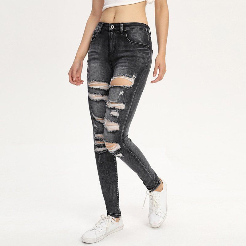 womens dark ripped jeans