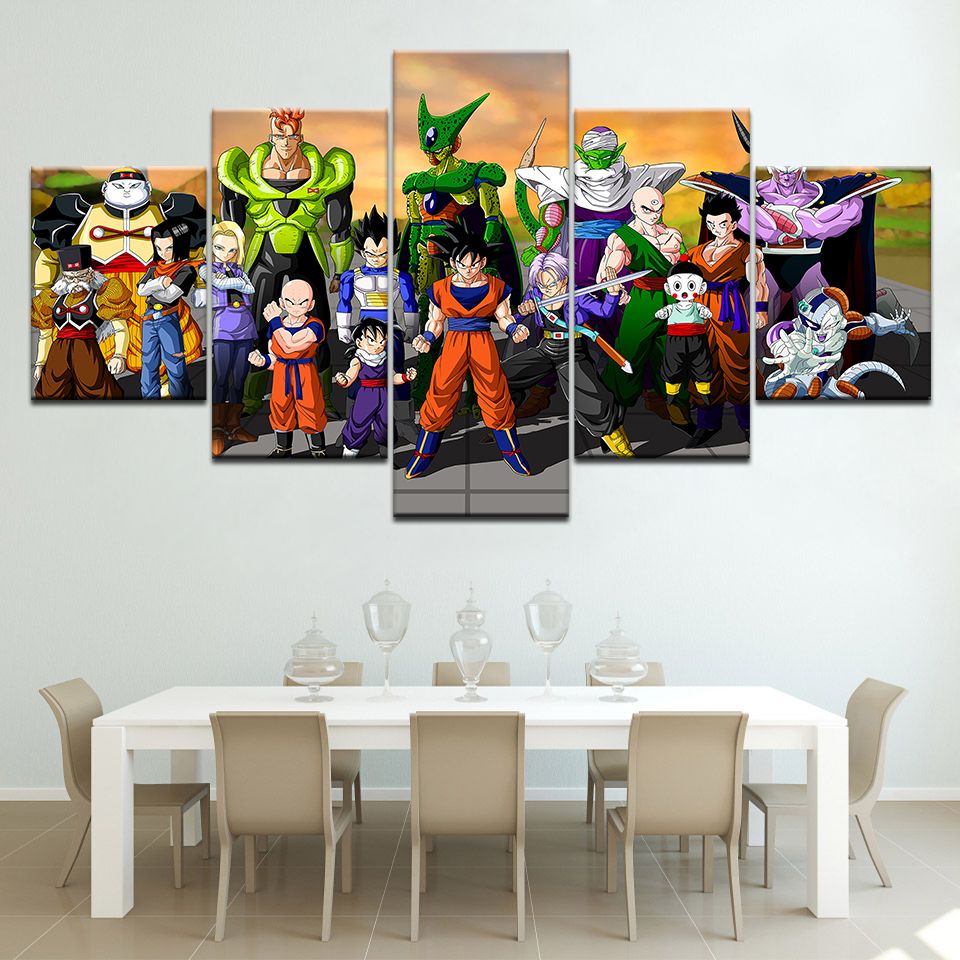 5 Piezas de dibujos animados Dragon Ball Z Goku Evolución hogar moderno decoración de la pared 5 Piezas de dibujos animados Dragon Ball Z Goku Evolución hogar moderno decoración de la pared