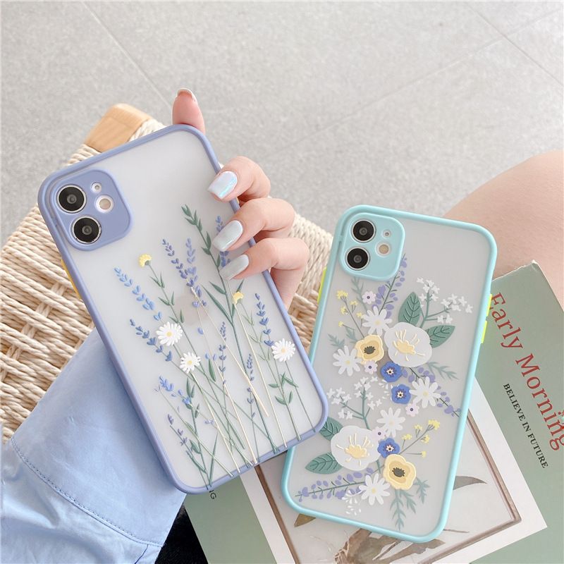 Phone Case For IPhone 11 Pro Max XR XS Max 7 8 Plus X SE 2020 Korean Style Leaves & Flowers