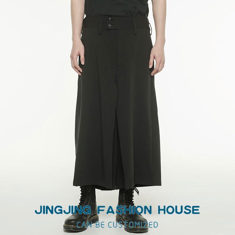 black casual wide leg trousers