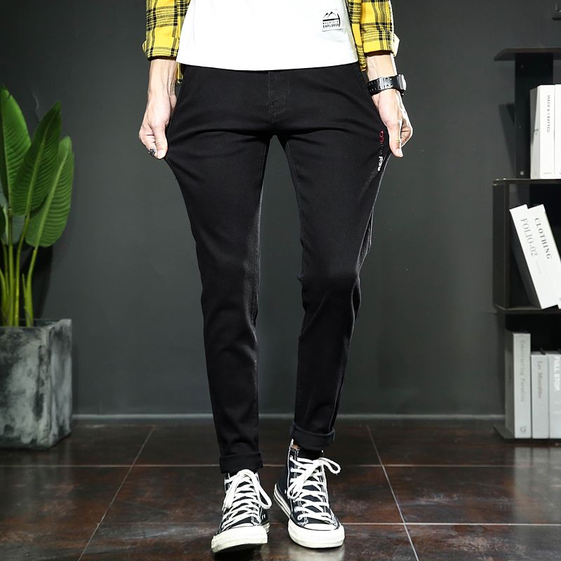 black slim straight pants